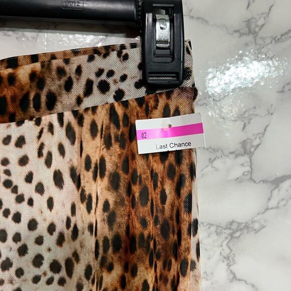 River Island LEOPARD PRINT MESH COVER-UP PANTS IN BROWN Size 6 - Picture 4 of 9